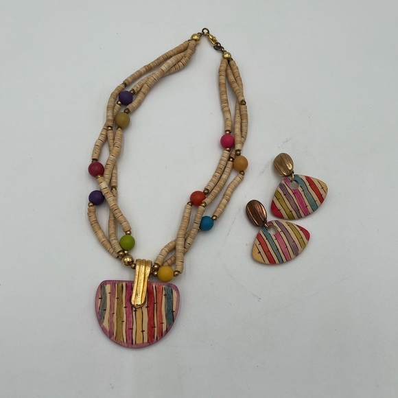 Multicolor Beaded Necklace and Earring Set - Picture 2 of 5